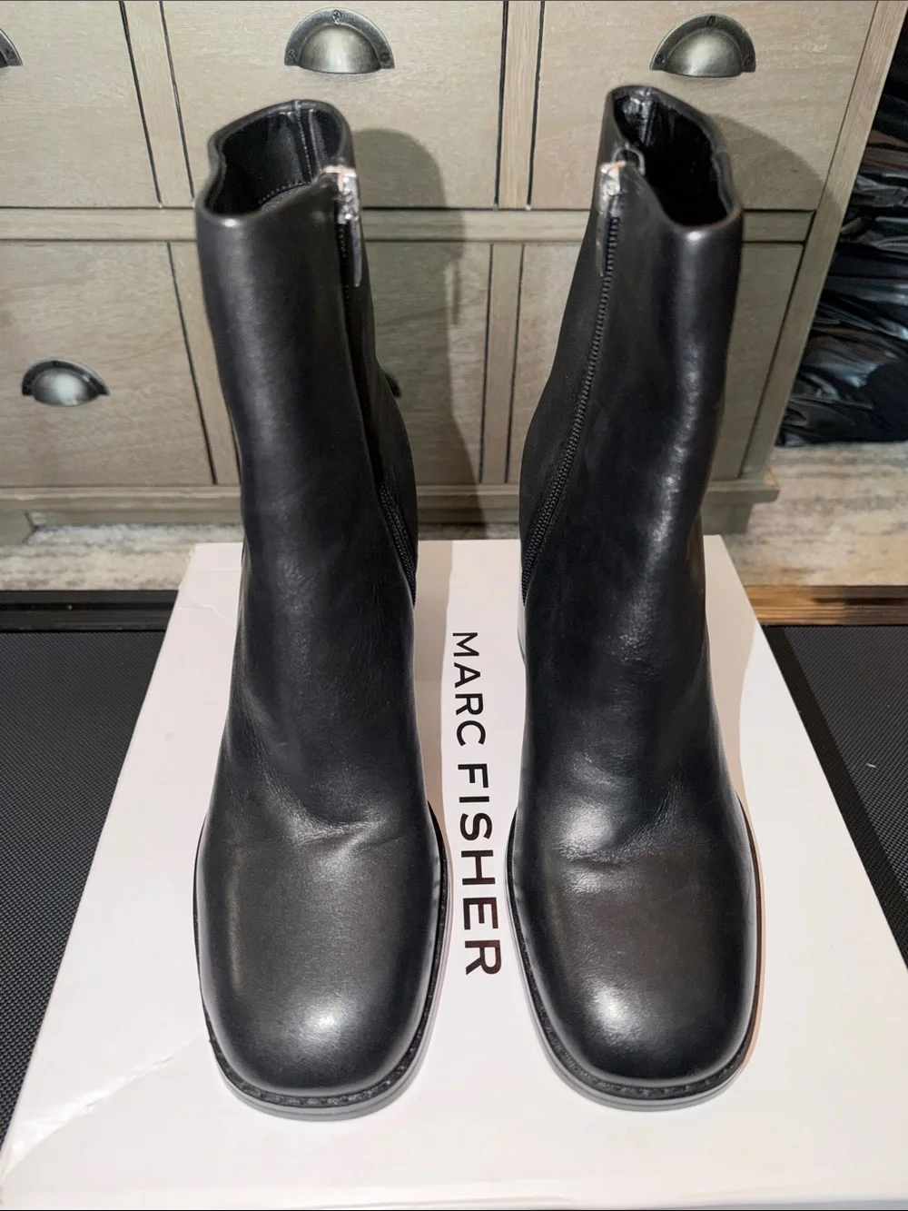 Marc Fisher Black Leather Ankle Boots